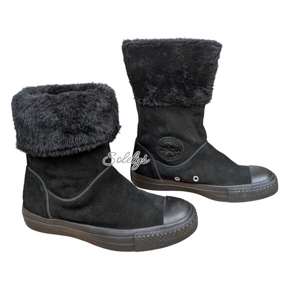 Converse CTAS 2011 Andover XHI Calf High Black Suede Leather Foldover Boot 7